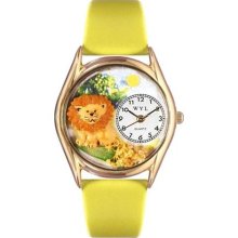 Whimsical Womens Lion Yellow Leather And Goldtone Watch #C0150003 ...