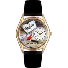 Whimsical Womens Mystery Lover Black Leather And Goldtone Watch # ...