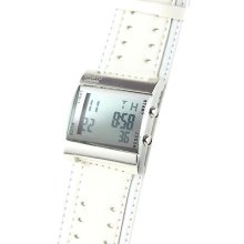 White Digital Display Large Lcd Watch Fashion Faux Leather Retro Classic 80s