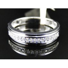 White Gold Womens Round Cut Diamond Pave Set Wedding Band Ring 4mm 1/4 Ct
