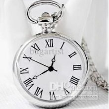 White Stainless Steel Pocket Watch Necklace Vintage Aaa Quartz Antiq