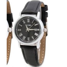 Womens Classic Business Roman Scale Calendar Elegant Wrist Black