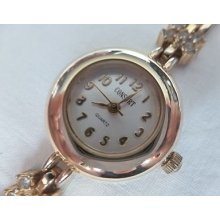 Womens Consort Goldtone Face Wristwatch Gemstone/goldtone Stainless Steel Band