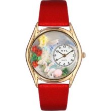 Women's Garden Fairy Red Leather and Gold Tone Watch ...