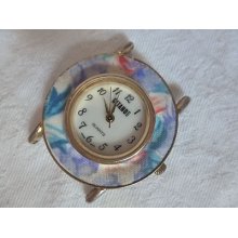 Womens Gitano White Face Watch Head Worn - Flower Fabric Bezel