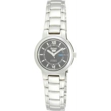Women's Stainless Steel Seiko 5 Automatic Dress Black Dial