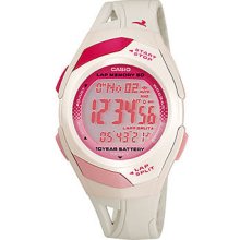 Women's white casio sport runner 60-lap watch str300-7