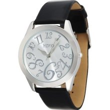 Xoxo Watch Women's Watch Xo3177 Silver Dial Black Crocodile Patent Strap Watch