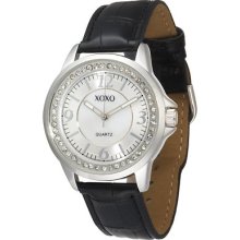 Xoxo Watch Xo3181 Rhinestone Accent Dial Black Crocodile Strap Women's Watch