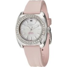 Zodiac Women's 'Racer' Stainless Steel and Pink Rubber Crystals