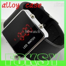 100pcs Alloy Case Watch Led Mirror Watch Silicone Digital Watches Me