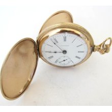 10k Gold Filled Waltham Pocket Watch,s18,15j,hunter Case,129.5 Gm,sv'd & Run