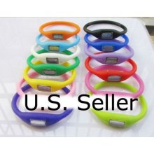 10xpcs Silicone Digital Jelly Anion Sports Bracelet Wrist Watch