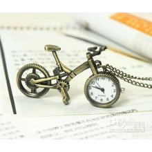 12 Pcs/lot Vintage Antique Bronze Bike Bicycle Pocket Watch Necklace