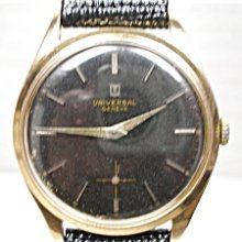 14k Black Dial Universal Geneve Wrist Watch