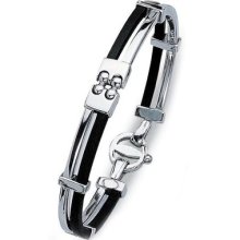 14k White Gold Men's Rubber Bracelet Bangle Caucho