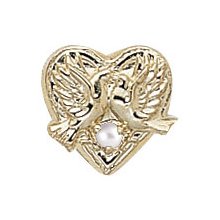 14k White or Yellow Gold Pearl Heart Love Birds Victorian Bracelet Sli