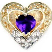 14k Yellow Gold Diamond Amethyst Heart Victorian Bracelet Slide B956AM