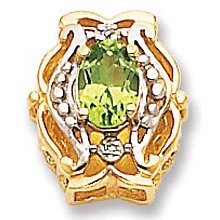 14k Yellow Gold Diamond Peridot Bracelet Slide