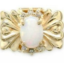 14k Yellow Gold Opal Diamond Victorian Bracelet Slide *