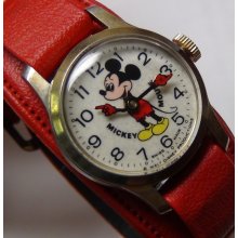 1970's Bradley Mickey Mouse Ladies Swiss Made Walt Disney Production Watch - Vinyl