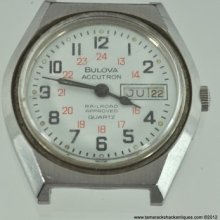 1977 Bulova Accutron Railroad Approved 24 Hr Dial Mens Watch Day/date For Repair