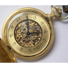 1977 Bulova Men's Gold Swiss Made 17Jwl Skeletonized Hunter Case Pocket Watch