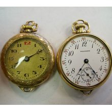 2 Vintage 7/0s Waltham & Hafis 15j Gold Plated Pocket Watches 13