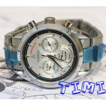 2011 Luxury 3 Dials Automatical Mechanical Mens Silver Watch Freeshi