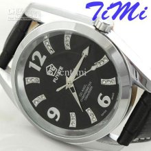 2012 Hotsale Men Automatic Watches Black Seed Crystals Black Leather