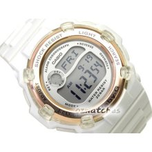 2013 Casio Baby-g Reef Digital 200m Bg-3000 Bg-3000-7a White Shock Resistant
