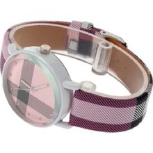 2013 Fashion Leather Plaid Style Quartz Wrist Watch For Women Girl T7