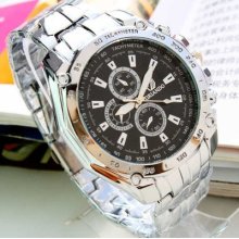 2013 Mens Stainless Steel Quartz Analog Hand Sport Wrist Watch 3 Colors