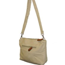 (2380) Leather Look Shoulder Bag Beige