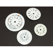 4 Beautiful Vintage pocket watch porcelain dials for your artistic imagination. K5477