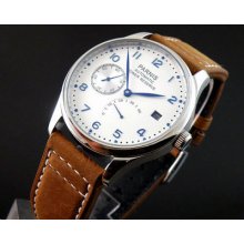 43mm Parnis White Dial Blue Number St2530 Power Reserve Chronometer Watch A079