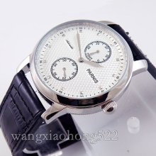 43mm Parnis White Dial Power Reserve Chronometer Auto Seagull 2542 Watch P284e