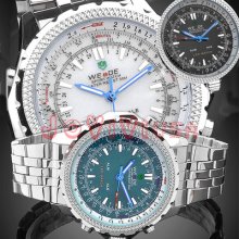 47mm Men's Analog & Led Digital Double Display Quartz Luminous Wrist Watch