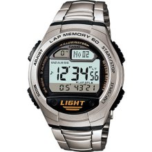 60 Lap Memory Casio Watch Steel Stopwatch W-734d-1a