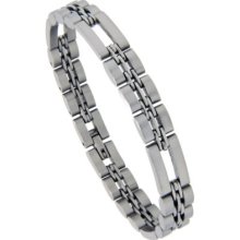 8.5 In. Stainless Steel Satin Finish 3 & 1 Bar Link Bracelet Bss177