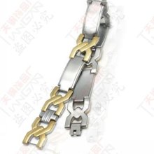 8.66'' Good Value Heavy Gold&silver Stainless Steel 12mm Men's Bracelet Bangle