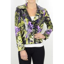 8 Joseph Ribkoff Purple Floral Print Green Shine Button Front Blazer Jacket
