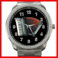 Accordion Music Band Fun Silvertone Sports Metal Watch 178