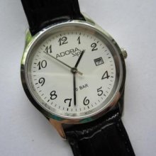 Adora Saphir White Dial N.o.s. Gents Watch Steel Case Runs And Keeps Time