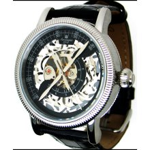 Aeromatic Mechanical 17 Jewel Skeleton Double Phase -Black