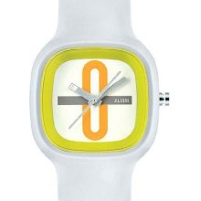 Alessi Unisex Kaj Plastic Watch - White Rubber Strap - Green Dial - AL10021