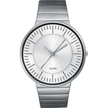 Alessi Unisex Luna Stainless Watch - Silver Bracelet - Silver Dial - AL8000
