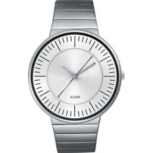 Alessi Unisex Luna Stainless Watch - Silver Bracelet - Silver Dial - AL8000