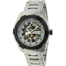 Android Men Naval Skeleton Automatic Movement Black Dial Watch Steel Jewelry