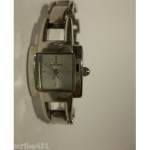 Anne Klein Square Silver Womens Runs Great Quartz Watch, Link Bracelet